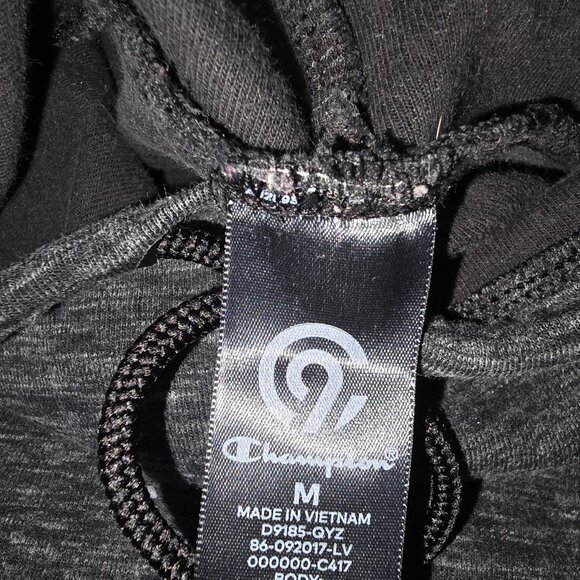 Grey sweatshirt, zipper pocket and thumb holes on sleeve, women size M, Champion - Picture 3 of 10